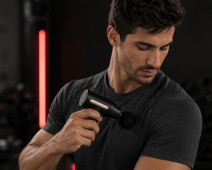 Pistolet de massage Athlettica Mini utilisé sur le corps